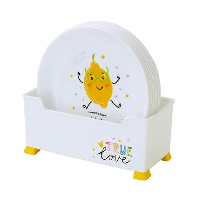 方形食品级家用套装骨碟带底座