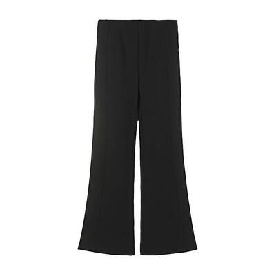 sdeer圣迪奥女装25年新品复古高腰拼接微喇叭休闲长裤S254Z0801