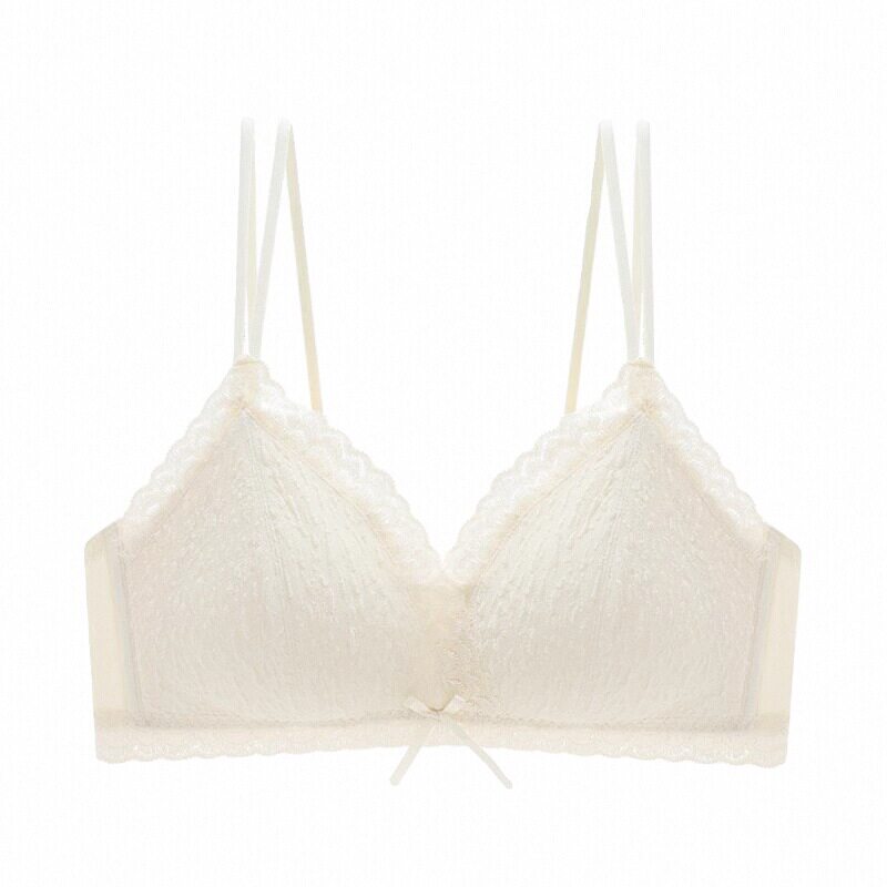 法式内衣女小胸聚拢薄款收副乳防下垂三角杯蕾丝无钢圈美背文胸罩