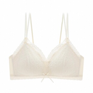 法式内衣女小胸聚拢薄款收副乳防下垂三角杯蕾丝无钢圈美背文胸罩