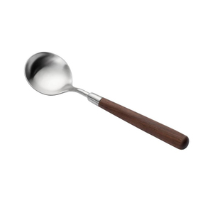 onlycook 304不锈钢木柄勺子木把汤勺吃饭勺家用叉子儿童饭勺餐具