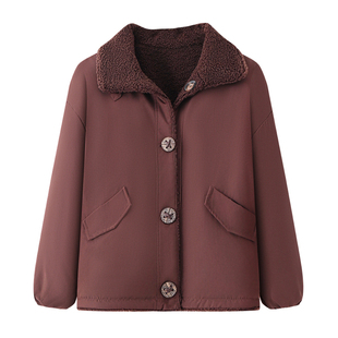 2026早春新款加厚加绒棉服女宽松保暖棉衣外套洋气长袖POLO领棉袄