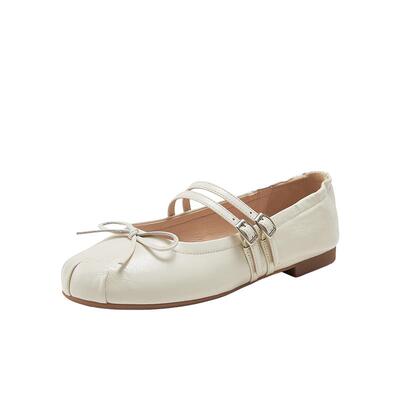 百丽法式芭蕾风玛丽珍鞋2026春季新款真皮平底浅口单鞋3H9J6AQ6