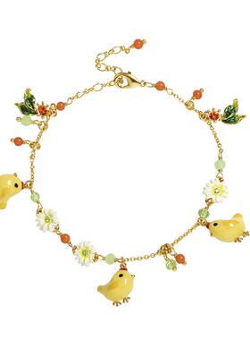 可爱小黄鸡珐琅多坠手链