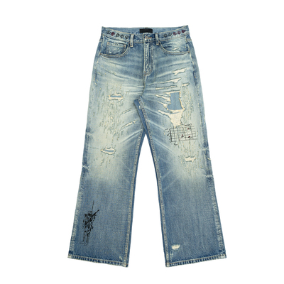 TBRxsod联名柯本元素水洗牛仔裤