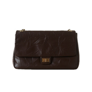 怪兽君包包2025新款真皮通勤腋下包褶皱头层牛皮邮差包质感链条包