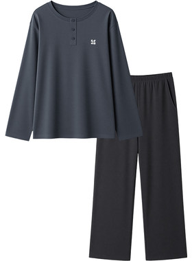 红豆柔柔棉情侣纯棉睡衣女长袖抗菌套头休闲外穿家居服套装男春秋