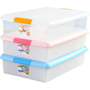 爱丽思IRIS 大号床底收纳盒 扁平透明长型塑料衣物整理盒收纳箱