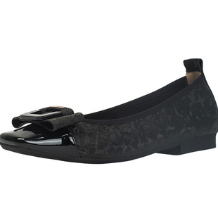 CDF女鞋2026春款真皮气质时装通勤单鞋蝴蝶结浅口方头一脚蹬女鞋