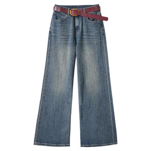 Basic House/百家好2025春季新款时尚宽松潮流阔腿百搭牛仔裤XX