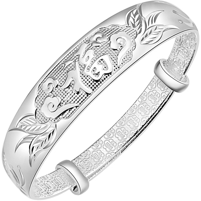 9999足银实心手镯送长辈实用礼物