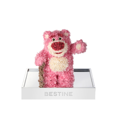 BESTINE柏治廷迪士尼草莓熊永生花玫瑰花礼盒摆件情人节生日礼物