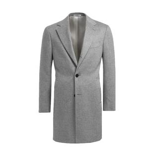 SUITSUPPLY浅灰色山羊绒毛呢大衣保暖时尚休闲外套
