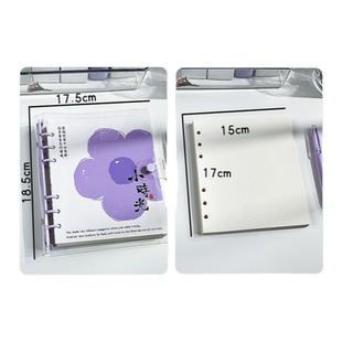 小时光透明方形活页笔记本本子高颜值手帐本可拆卸扣环活页本正方形手账本加厚方格空白本无线a6方方本盖章本