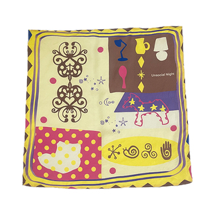 UnsocialNight新款原创插画方巾头巾抹胸多用屁帘百搭叠穿可爱