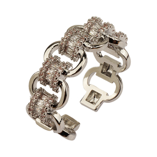 超闪百搭时尚欧美夸张大牌时尚镶钻链条戒指冷淡风高级感食指戒女