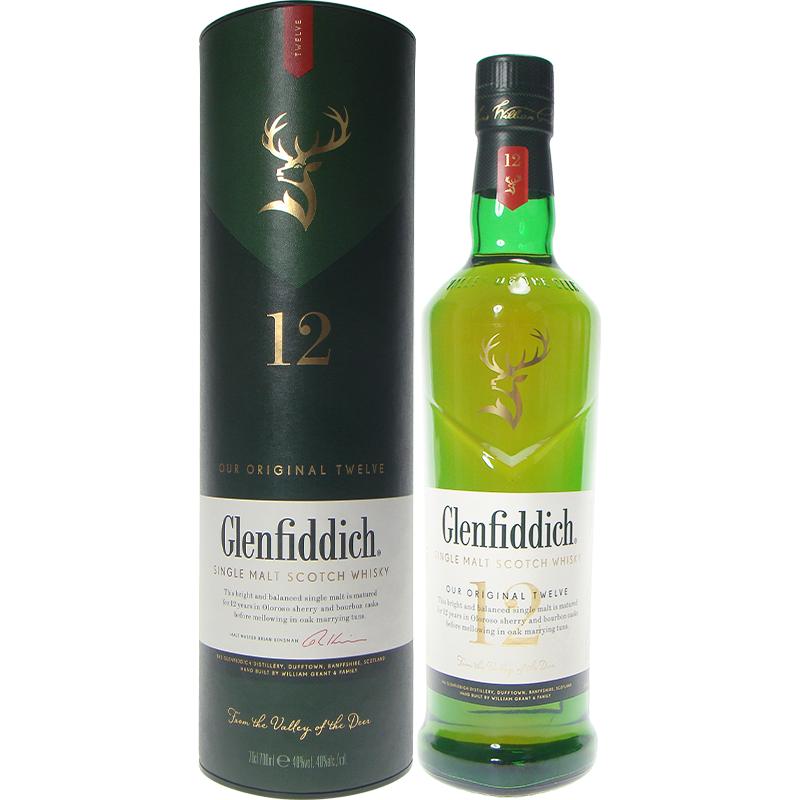 Glenfiddich格兰菲迪12年苏格兰单一麦芽威士忌700ml×1瓶