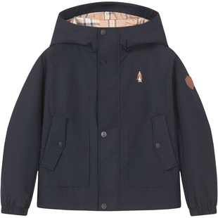 暇步士童装男童外套春新款大童休闲三防风衣儿童时尚百搭连帽上衣