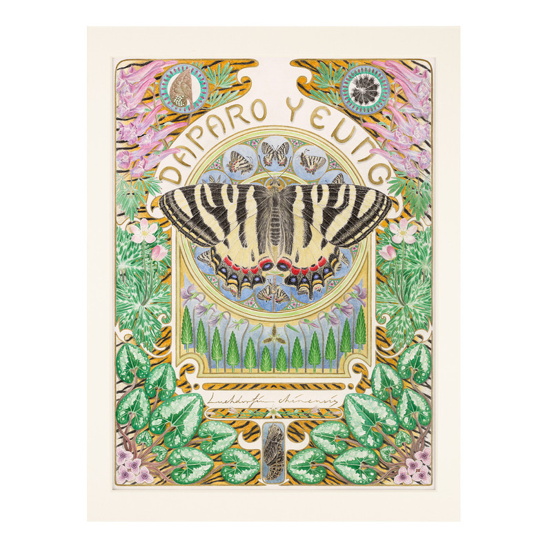 穆夏蝴蝶手绘水彩家居软装画