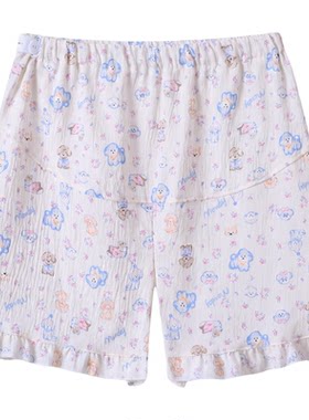 孕妇托腹睡裤夏季绉布棉纱家居服