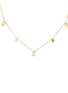 方形锆石流苏锁骨链女摇曳流苏