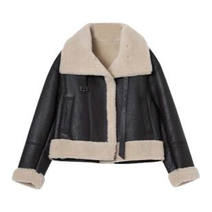 【清仓】进口美利奴绵羊皮毛一体皮衣女复古围脖立领机车风夹克