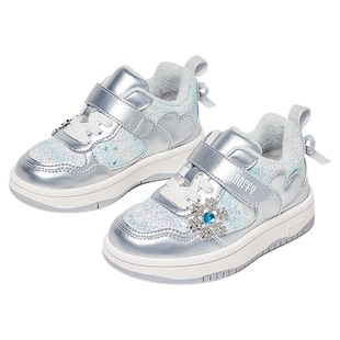 斯纳菲女童运动鞋冬季新款小女孩水晶公主鞋保暖二棉鞋低帮板鞋