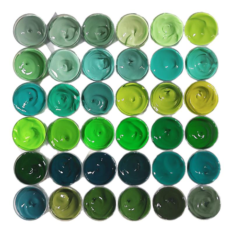 温莎牛顿数字油画青色绿色系丙烯颜料小盒分装防水防晒墙绘无甲醛