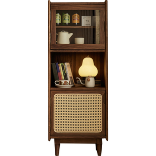 黑胡桃木电视柜边柜复古风立柜客厅收纳柜家用斗柜储物柜实木柜子