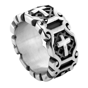 冷淡风高级感精钢戒指男复古不掉色个性摇滚做旧宽面指环女款女生