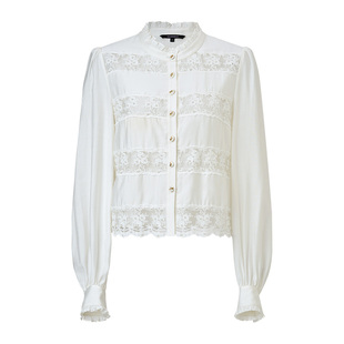 【商场同款】MAXRIENY法式宫廷小立领衬衫25冬款蕾丝拼接长袖上衣