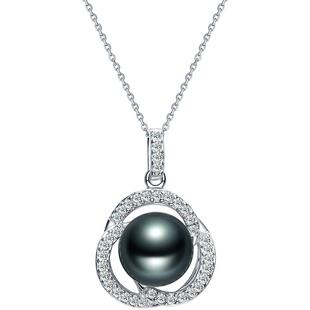 有幸珍珠吊坠 18K金天然紫色爱迪生珍珠吊坠简约近圆单珠锁骨链女