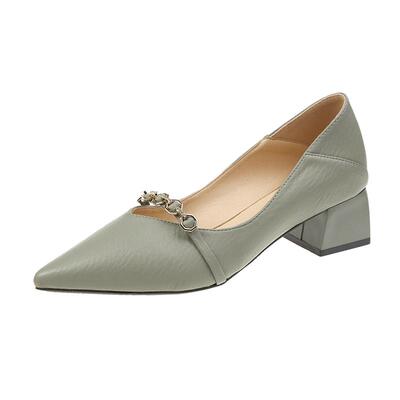 仙女百搭四季鞋新款粗跟单鞋