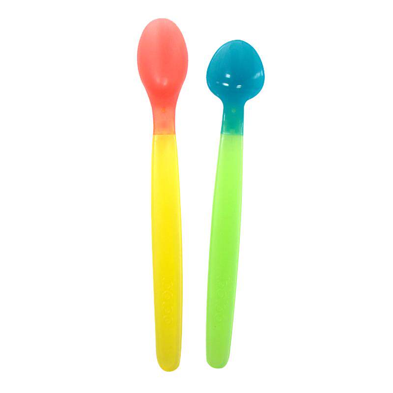 bobo新生婴儿辅食软勺 硅胶匙喂饭软勺0个月6个月以上感温勺2只装