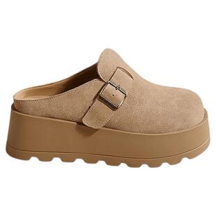 星期六真皮厚底勃肯鞋女鞋春季新款一脚蹬半拖鞋女士百搭穆勒拖鞋