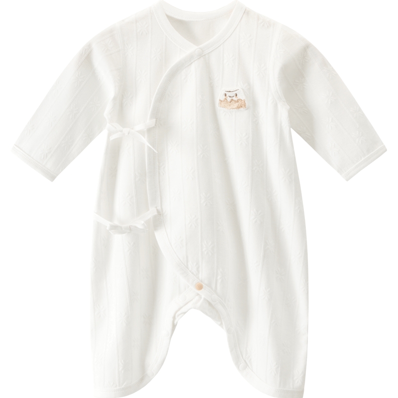 乖奇熊夏季0-6个月新生儿睡衣服婴儿绑带连体哈衣初生宝宝蝴蝶衣