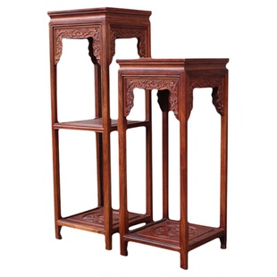 红木花架刺猬紫檀盆景架花几实木中式原木客厅非洲花梨木置物架