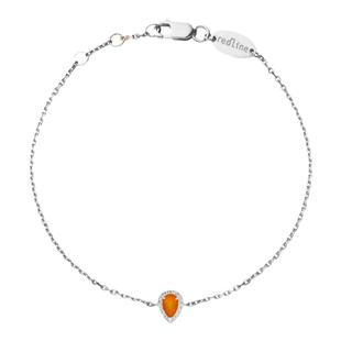 Redline/红绳女士橙色宝石0.07克拉水滴形钻石白金链制手链