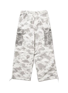 BAPE X CLOT联名男装秋冬迷彩丝绸纹理图案工装裤X90552P