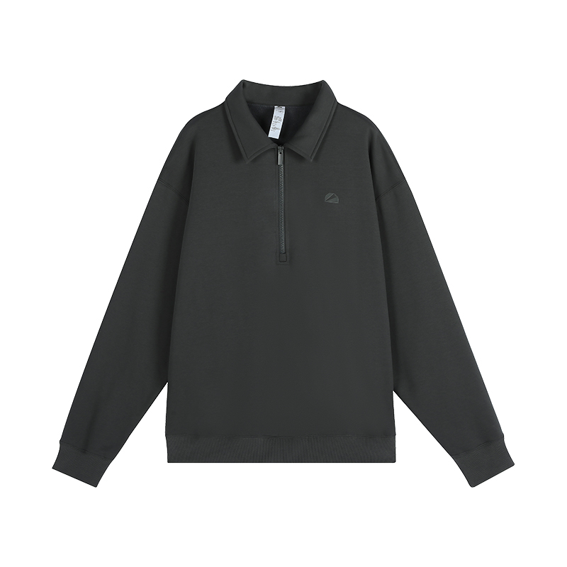 DEEP SEARCH加绒半拉链翻领卫衣女25春新款宽松女士翻领长袖上衣