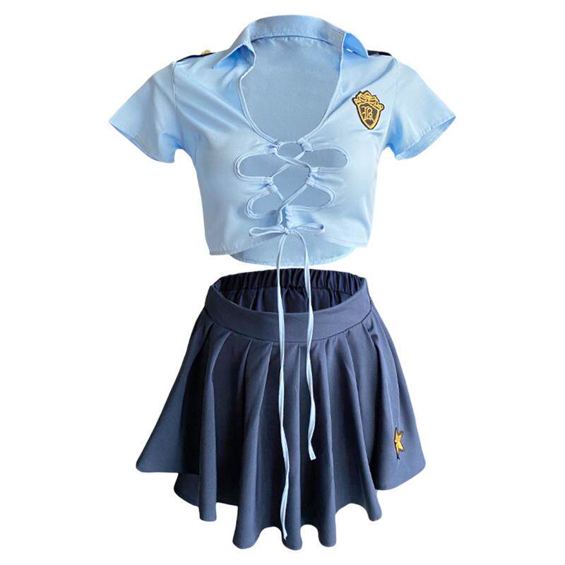 cutie：性感内衣女系带裙子JK黑丝酒吧夜店警制服套装免脱睡衣女