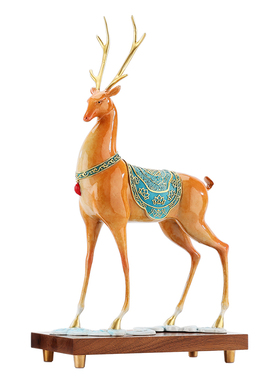 黄铜鹿摆件《青云直上鹿》