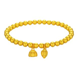 正品古法传承手链女款纯金包银不褪色黄金两世欢莲蓬转运珠送女友