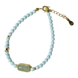 天然绿松石手链新中式国风小米珠翡翠搭配925银百搭高级女手串