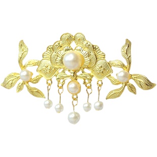 坦领汉服头饰套装嫦娥玉兔发髻头饰古风发冠供养人刻纹钗唐风发簪