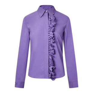 宝姿PORTSPURE女装舒适淡人气质手工编织门襟设计感衬衫