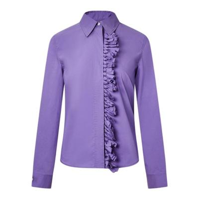 宝姿PORTSPURE女装舒适淡人气质手工编织门襟设计感衬衫