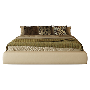 PAULJOHN极简轻奢无床头真皮床星级酒店民宿设计师主卧双人床婚床