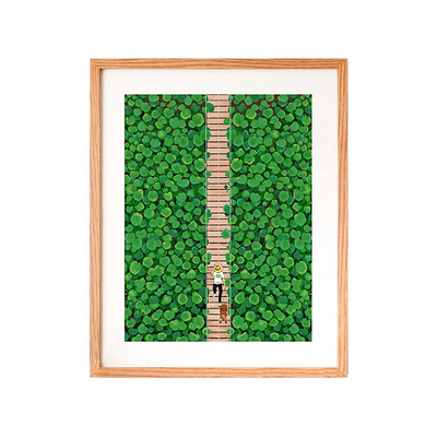 治愈系装饰画夏天荷塘绿色大幅小清新文艺法式奶油原木风落地摆画