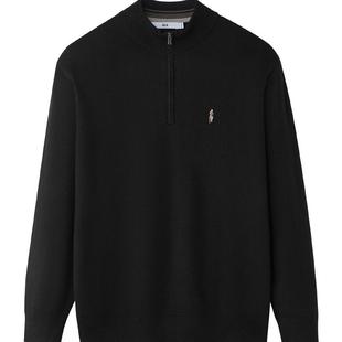 HLA/海澜之家唐三彩合作长袖修身针织衫25秋冬新半开襟刺绣毛衣男